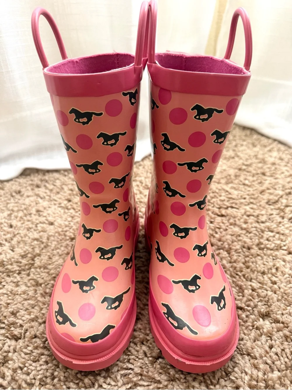 Blazin Roxx Girls Pink Horse Polka Dot Rain Boots Size XS 10/11